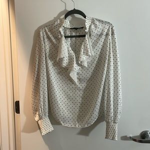 WHBM Silky B&W Polkadot Blouse - Size 6